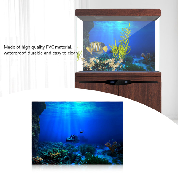 Självhäftande Seaworld Bakgrundsaffisch för Aquarium Fish Tank Decoration 61*41cm 61*41cm