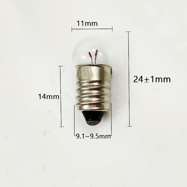 Förpackning med 10 E10 Mini Skruvsockel Glödlampor 6V 0.5A 6.0 volt