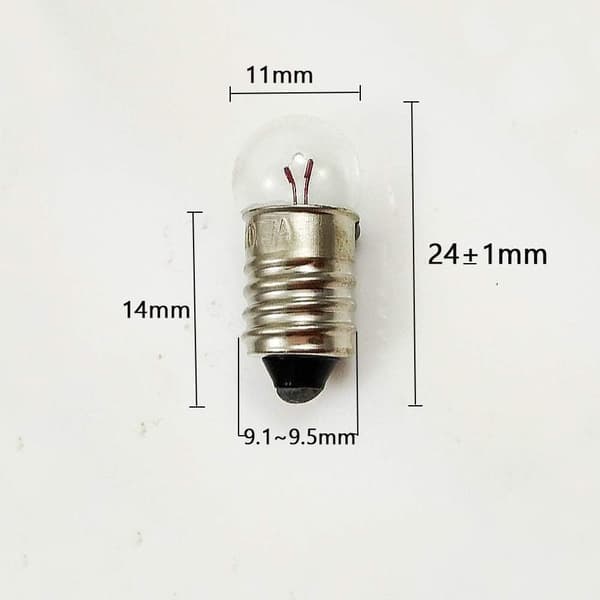 Pakke med 10 E10 Mini Skrue Sokkel Lommelyktpærer 6V 0.5A 6.0volt