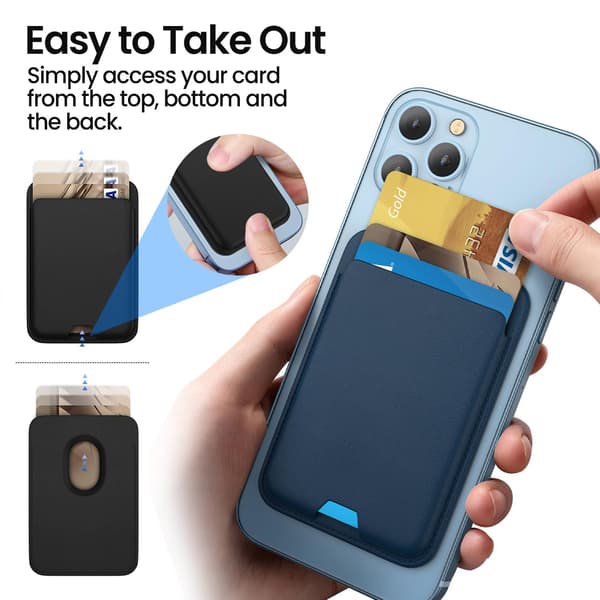 Magnetisk kortholder – Magnetisk tilbehør (kortholder) til telefoner og etuier, Obsidian Black
