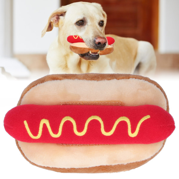 Mjuk plysch Dog Toy Hot Dog Form Löstagbart ljud Utsökt dockleksaker för katter Hundar