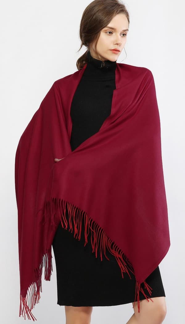 Skjerf til dame Pashmina sjal og omslag til bryllup Skjerf til dame Vinter Burgundy