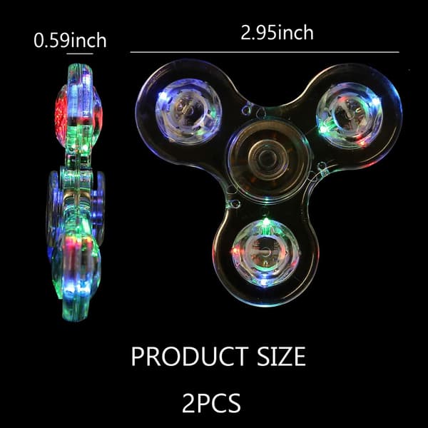 Fidget Spinner, 2-pack Kristall LED-ljus Fidget Spinners för barn och vuxna Ljus upp sensoriska Fidget Leksaker (Kristall + Blå)