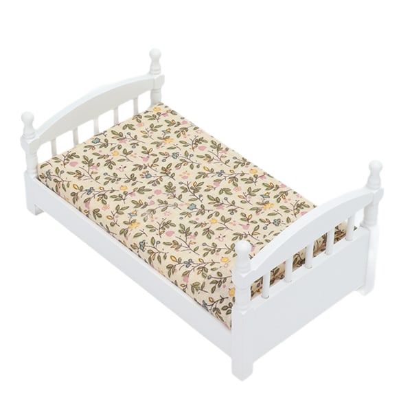 Tredukkehus seng 1: 12-skala miniatyr soveromsmøbelsett med madrasspute
