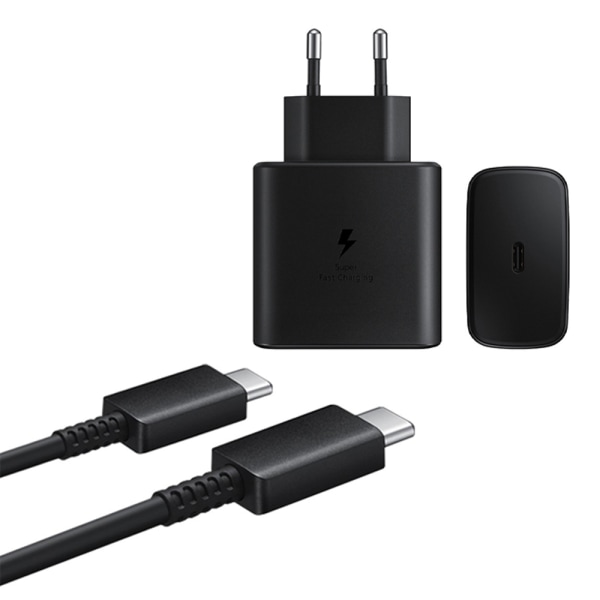 Pikalaturi 45W Samsung USB-C:lle 1 metrin datakaapelilla + latauspää musta 45W