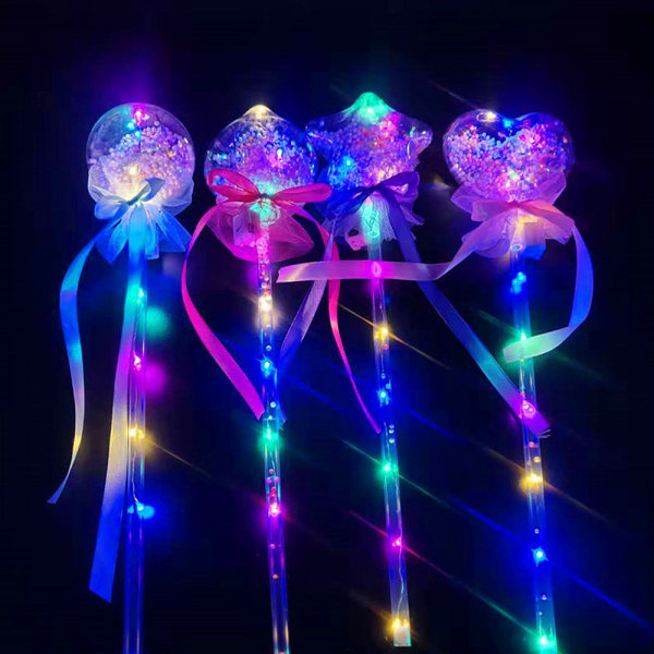 Kids LED Glow Wand Light Up LED Fairy Stick Toy Princess Wand Glow Sticks Bursdagsfest favoriserer hjerteform