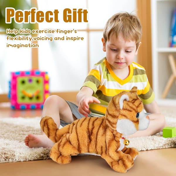 Interactive Electronic Plush Cat Toy - Multicolor LED Eyes, Touch Control, Meow Cat, Electronic Robot Cat Toys, Gifts