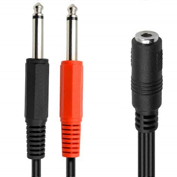 20cm/1m/1.5m 3.5mm hunstik til 2x6.35mm mono hanstik lydadapter