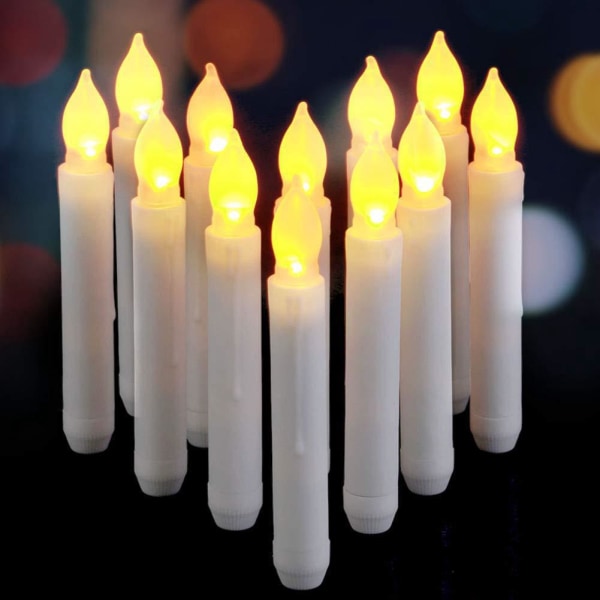 12 LED-kynttilää, paristokäyttöiset liekettömät LED-kynttilät hää-, kirkko- ja juhlakoristeisiin