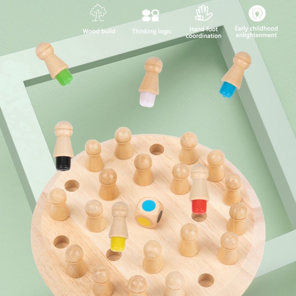 Minnesmatchningsspel i trä Schack Rolig Interaktion Tidig Utbildning Block Brädspel för Pojkar Flickor