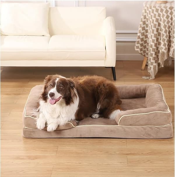 Medium Hundeseng - Kæledyrssofa - Blød og Behagelig - Skridsikker - Khaki - 75cm×55cm×15cm
