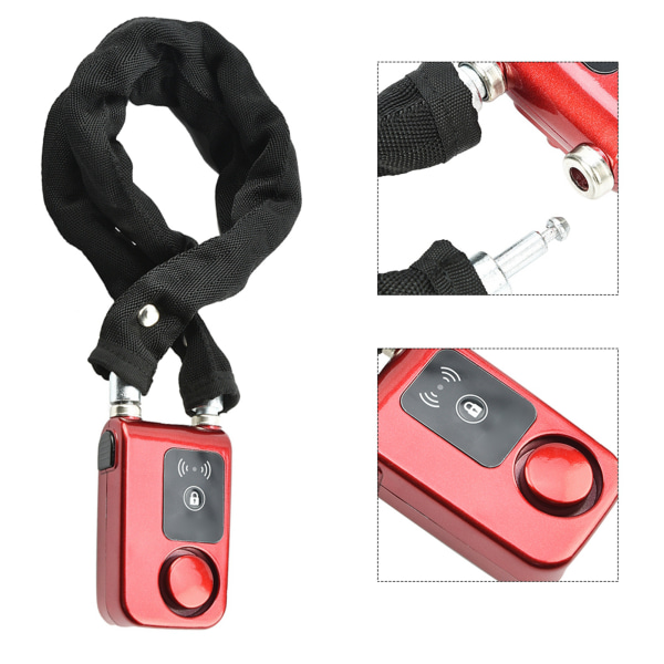 Y797G Vanntett Smart Bluetooth sykkelkjedelås Anti-tyveri Smarttelefonkontrolllås Rød