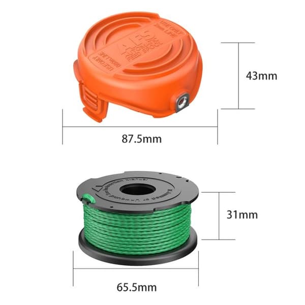 10-pack gröna trimmerlinspolar för Black & Decker GL7033 GL8033 GL9035 A6482 (10 linspolar + 1 lock)