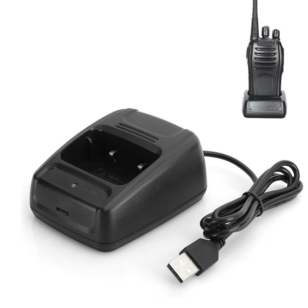 2 stk interphone walkie talkie for Baofeng BF666S/BF777S/BF888S USB-lader Batterilader med ladeindikator