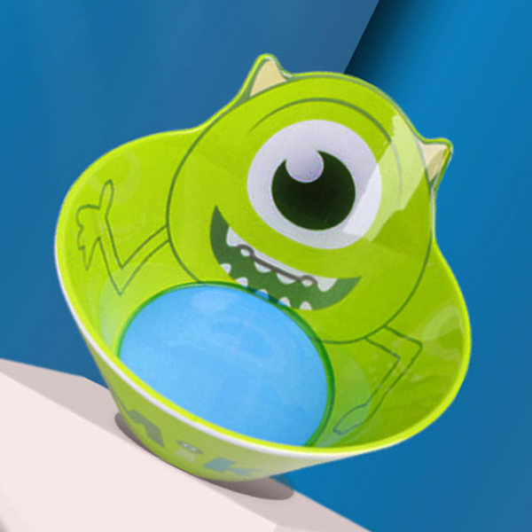 Barn Soppskål 3D Cartoon Stor Melamin Barn Porslin Skål för Porrige Hem Kindergarten Grön Stora Ögon Figur