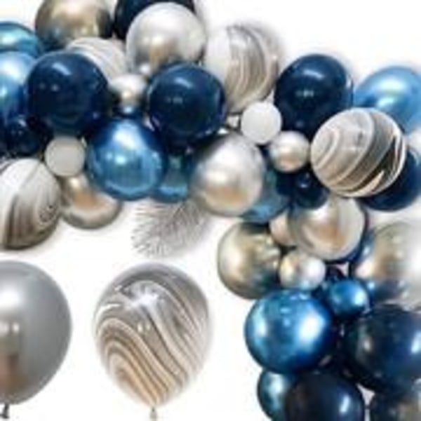 Metallic blå sølv ballon kæde sæt mænds tema fødselsdag graduering fest dekoration