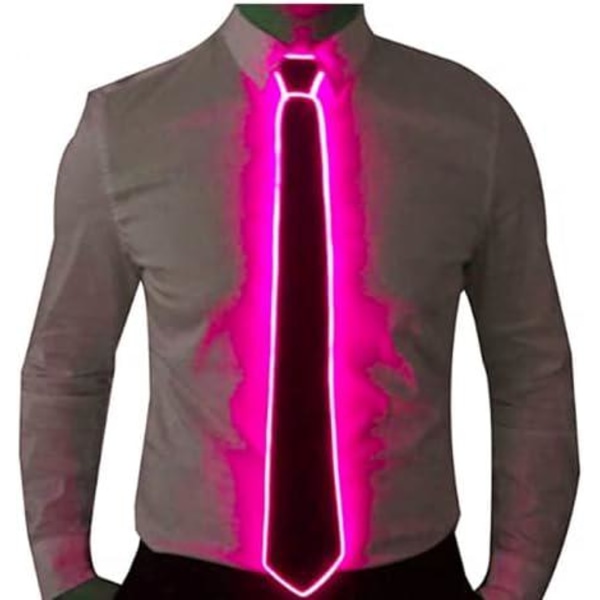 (Pink)LED Light Up Neck Tie Glow Light Up Slips Neon Led Slips LED Light Up Slips Cool nyhedsslips til fest