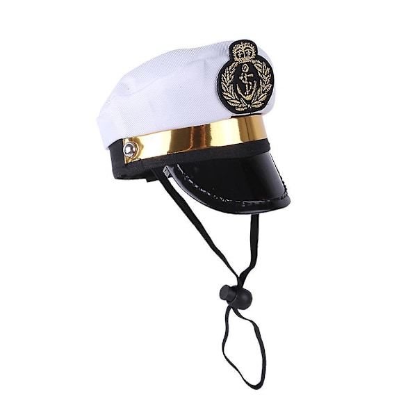 Sailor Captain Pet Kostyme Sett - Marineblå Hatt og Cosplay Tilbehør for Hunder og Katter