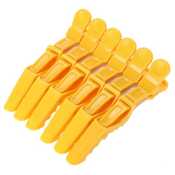 6 stk krokodille hårklemme Anti-skrid enkeltbenet frisør hårsektion Klolåse gule