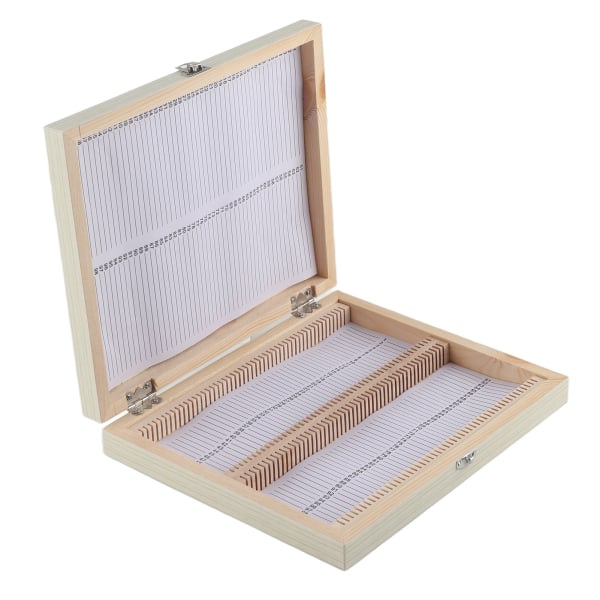 Wooden Box with Lock Storage for Lab Glass Prepared Microscope Slides Storing Tool