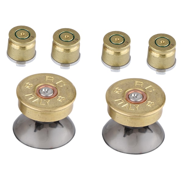 Guld Metal Bullet Knapper & Thumbstick Mod Kit til PS4 Controller (6 stk)