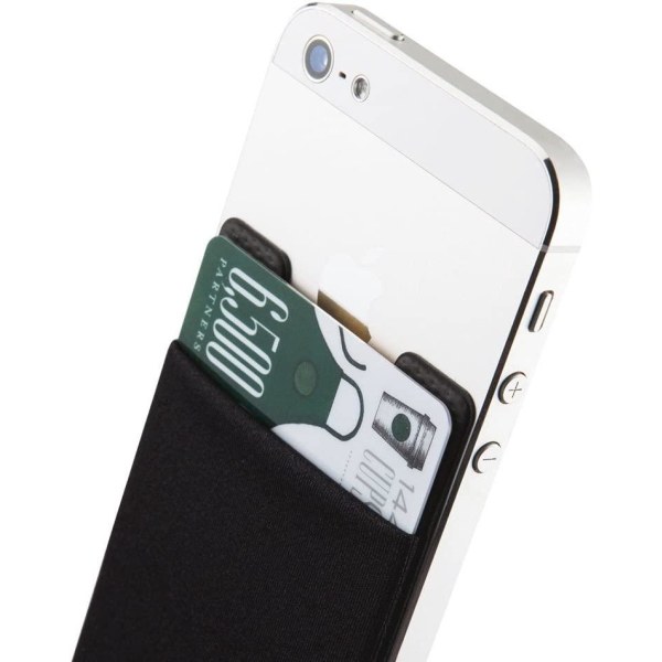 4-kortholder, selvklæbende pose, mærkatpung til mobiltelefon, Stick-on pung til iPhone, Galaxy, Sinji Pung Black 4