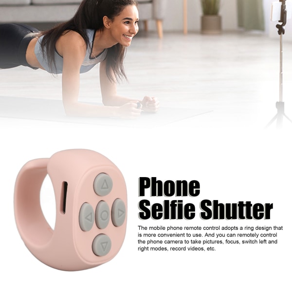 Trådløs Bluetooth Selfie Shutter Ring - Multifunksjonskontroll for telefonfotografering (rosa)