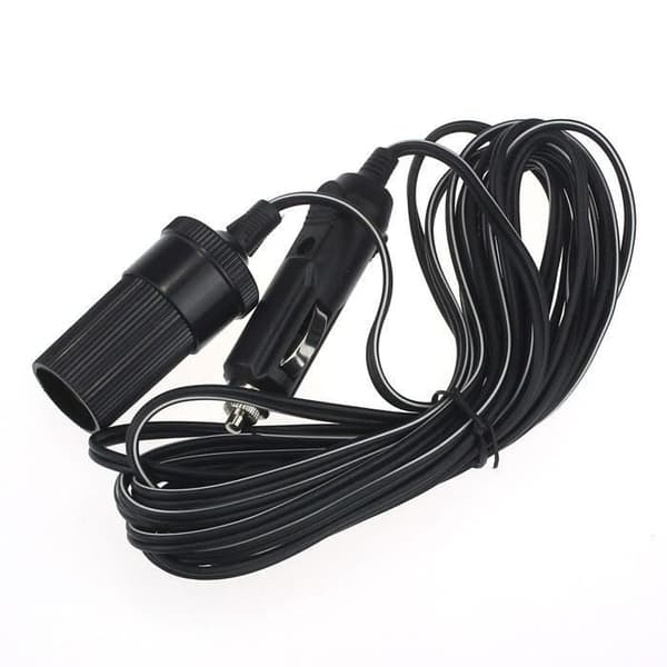 Cigarettænder forlængerkabel - Biltilbehør - 12V 10A - 5m - Sort - Universal
