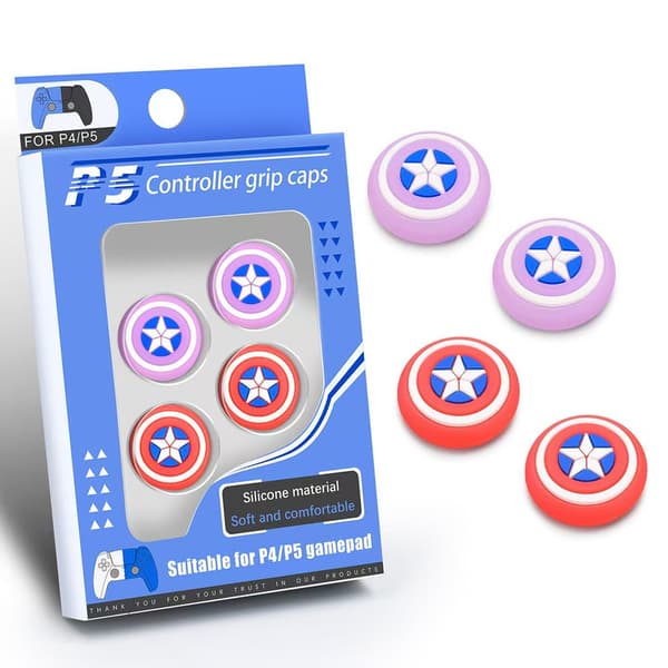 4 stk. bløde silikone tommelfingergreb, tegneserie skridsikre joystick-kapper, controller tommelfingergreb tilbehør reservedele til PS4, PS5, Xbox Series
