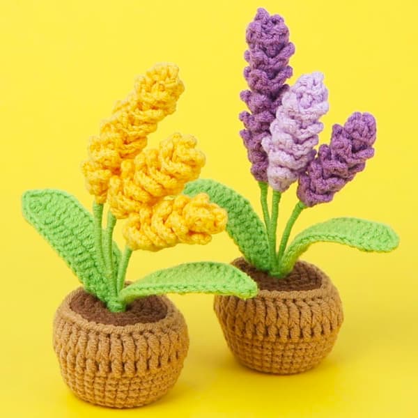 Handvirkad kruklavendel – mini konstgjord lavendel, rustik stil (lila) Purple