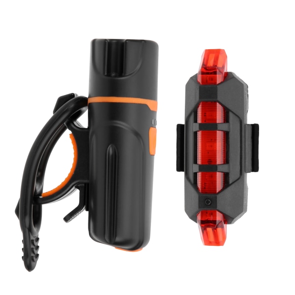 Integreret cykelforlygte og baglygte, USB-opladelig, høj lysstyrke, 6 tilstande, natkørselsudstyr