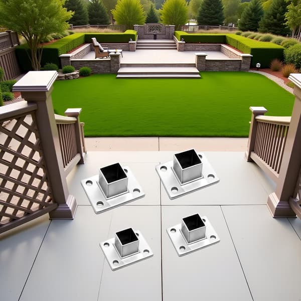 Sæt med 4 firkantede stolpefødder i rustfrit stål til hegn, terrasse og gelænderstolper (2,5 x 2,5 cm) — Stolper og tilbehør, terrassestolper