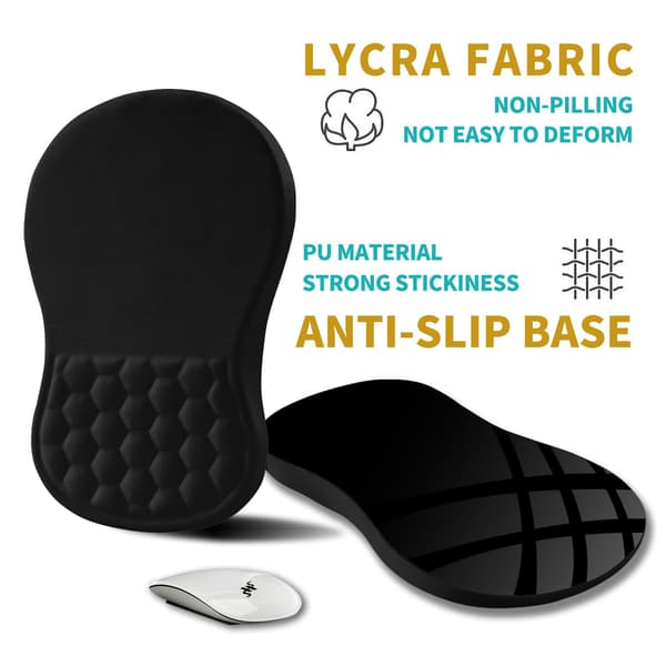 Ergonomisk musemåtte med håndledsstøtte, håndledsstøtte musemåtte til lindring af karpaltunnelsyndrom med integrerede memory foam skrå massagebump 30 x 20 cm