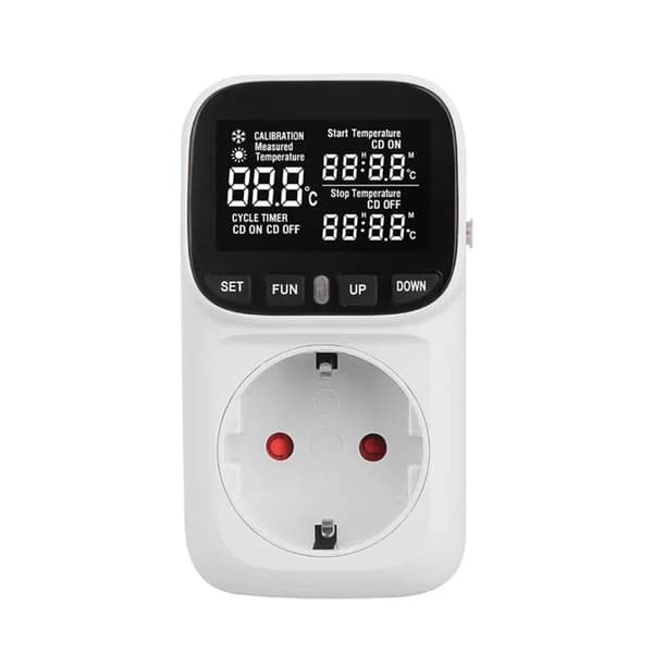 Europeisk plugg termometer digital temperaturkontroller sokkel husholdning termostat sensor sokkel med timer (EU-plugg)