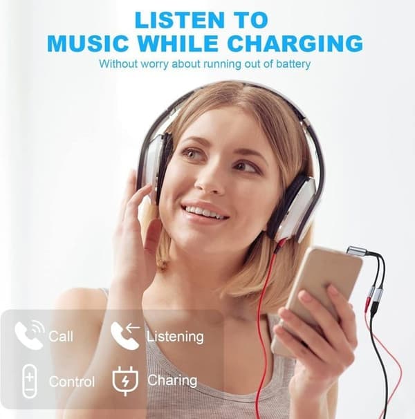 2-i-1 USB-C till 3,5 mm-adapter och USB Type-C till jack-laddare med DAC-chip