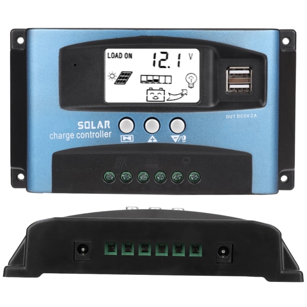 MPPT 100A Solar Charge Controller Dobbel USB LCD-skjerm 12V 24V