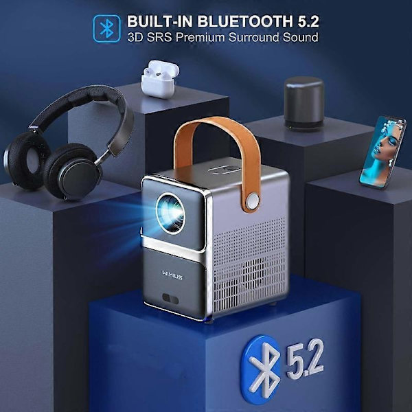 Mini Projector, 15000 Lumen WiFi Bluetooth Portable Projector 4K