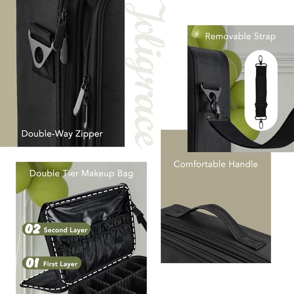 Professional Makeup Bag with Detachable Shoulder Strap Cosmetic Case Beauty Box Hairdressing Tools Organizer Storage Box