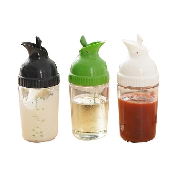Salladsdressing Shaker Behållare Hemlagad Salladsdressing Flaska Mixer Mät Dressing Häll Mjukt Grepp 200ml