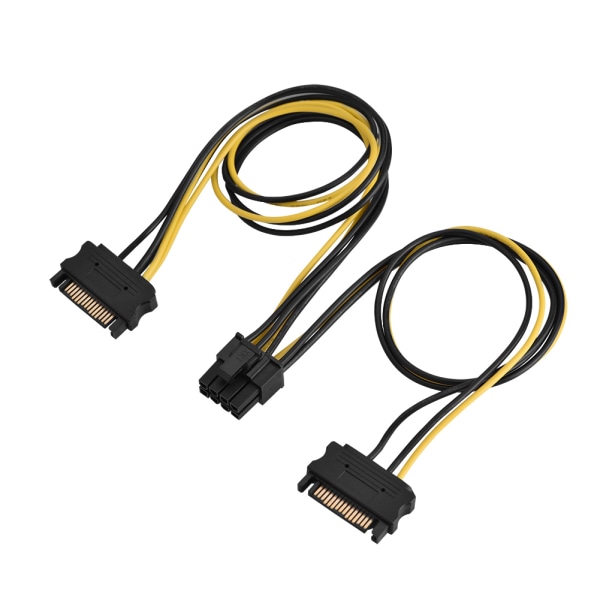 15-pin Dobbelt SATA Han til 8-pin Hun PCI-E PCI Express Strømforsyningsadapterkabel 0,4 m