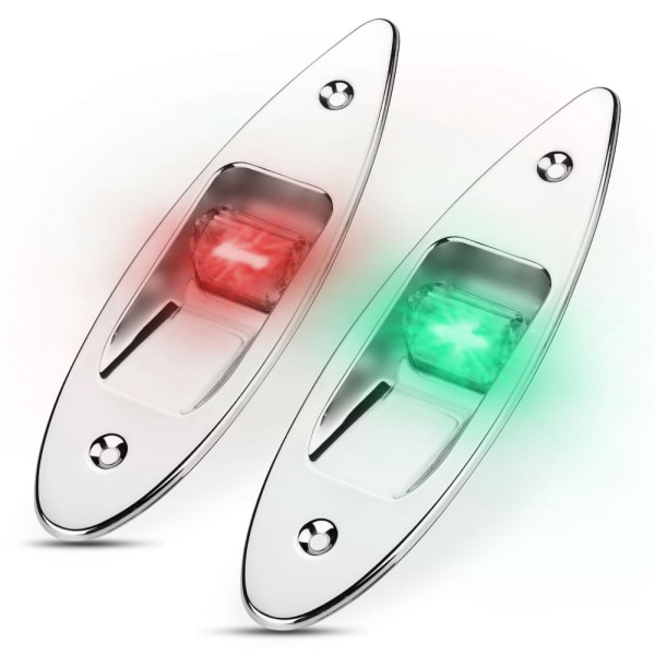 2st 12V LED infälld sidobåge Navigationssignalljuslampa för marinbåt Yacht Grön/röd