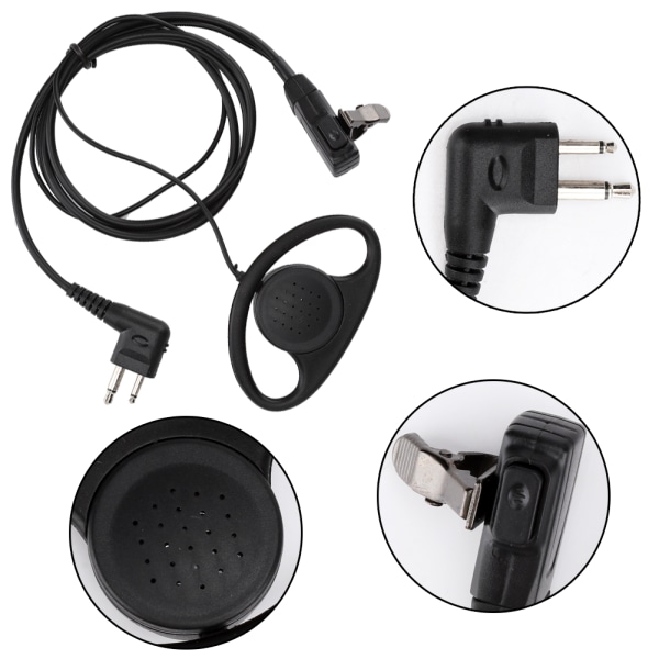 D-formad hörsnäcka med PTT-mikrofonheadset för Motorola Walkie Talkie - 2-pack