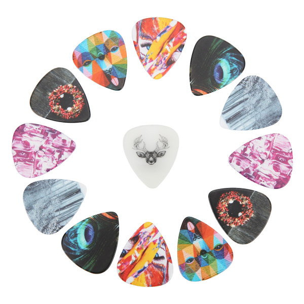 13 st Guitar Picks Medium Celluloid Guitar Plectrums med Ask Instrumenttillbehör Färg