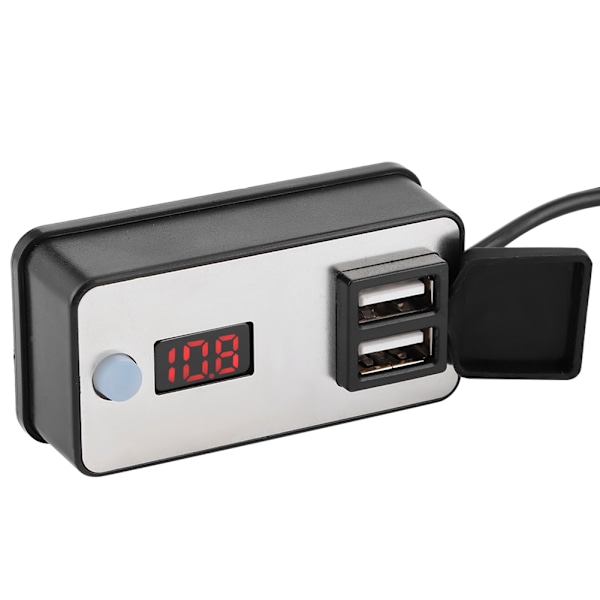 12V Motorsykkel Dobbel USB-lader Digital Display Universal Vanntett Strømforsyning for Telefoner, Tablet, GPS