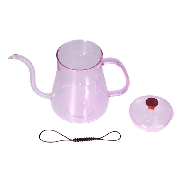 Coffee Kettle Glass Coffee Pot 600ML Coffee Drip Kettle Long Nozzle Kettle for Home KitchenPink