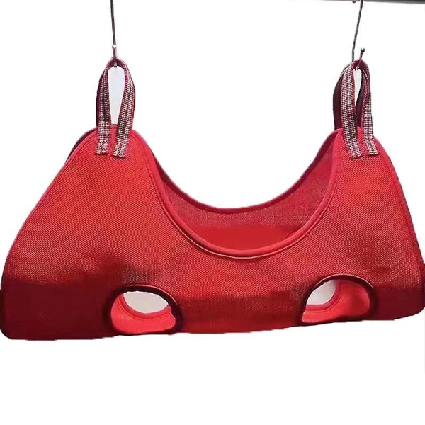 Rød stor hundepleje-hængekøjesele til negleklipning, trimning og badesikringstaske