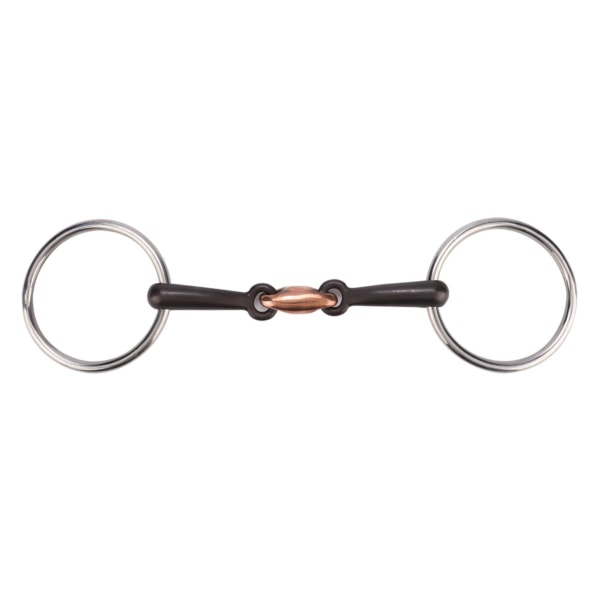 Holdbar rustfrit stål ring med snaffelmund hestebid med elliptisk kobberled (115 mm)