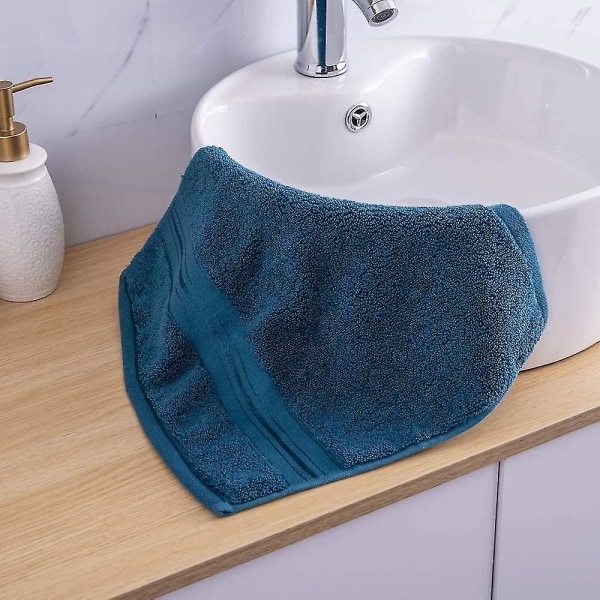 Luksus badehåndklædesæt i bomuld - 3-delt (1 badehåndklæde, 1 håndklæde, 1 vaskeklud) - Blå