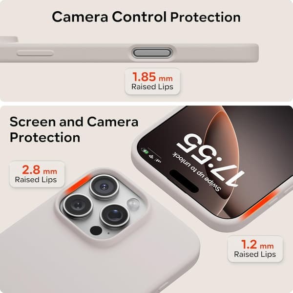 17 Pro Max Flytende Silikon Støtsikkert Deksel Kompatibel med 17 Pro Max Mykt Deksel Full Beskyttelse (Lys Grå) Lys Grå iPhone 16 Pro Max Lys grå Light grey iPhone 16 Pro Max