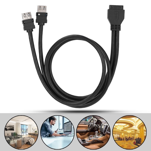 USB3.0 19/20PIN Skrivebord Front Hovedkort Panel Monteringskabel med Faste Føtter (0.6 m)